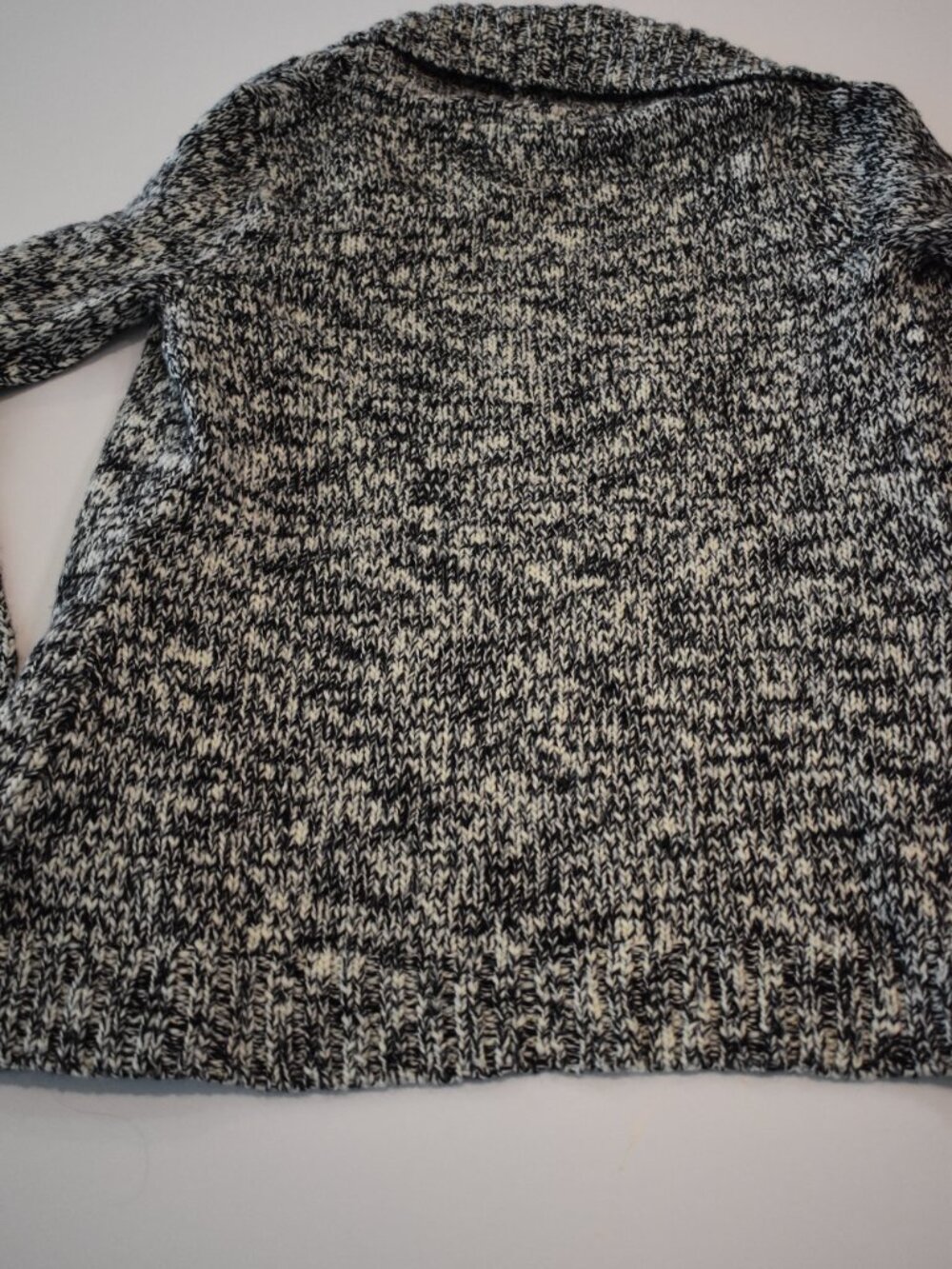 New Twik Simons Black White Marled Chunky Knit Cardigan Elbow Patches Medium - Picture 4 of 7